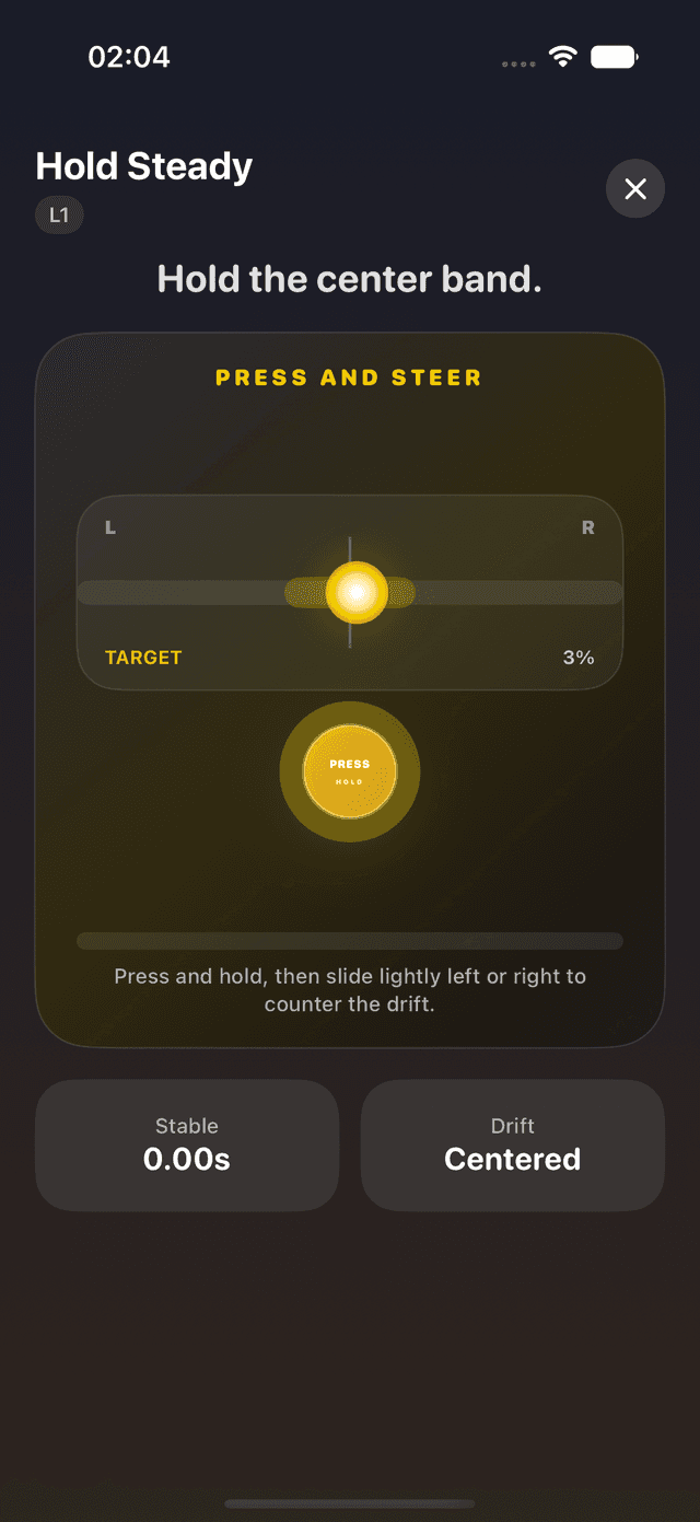 TapCult Hold Steady gameplay screen