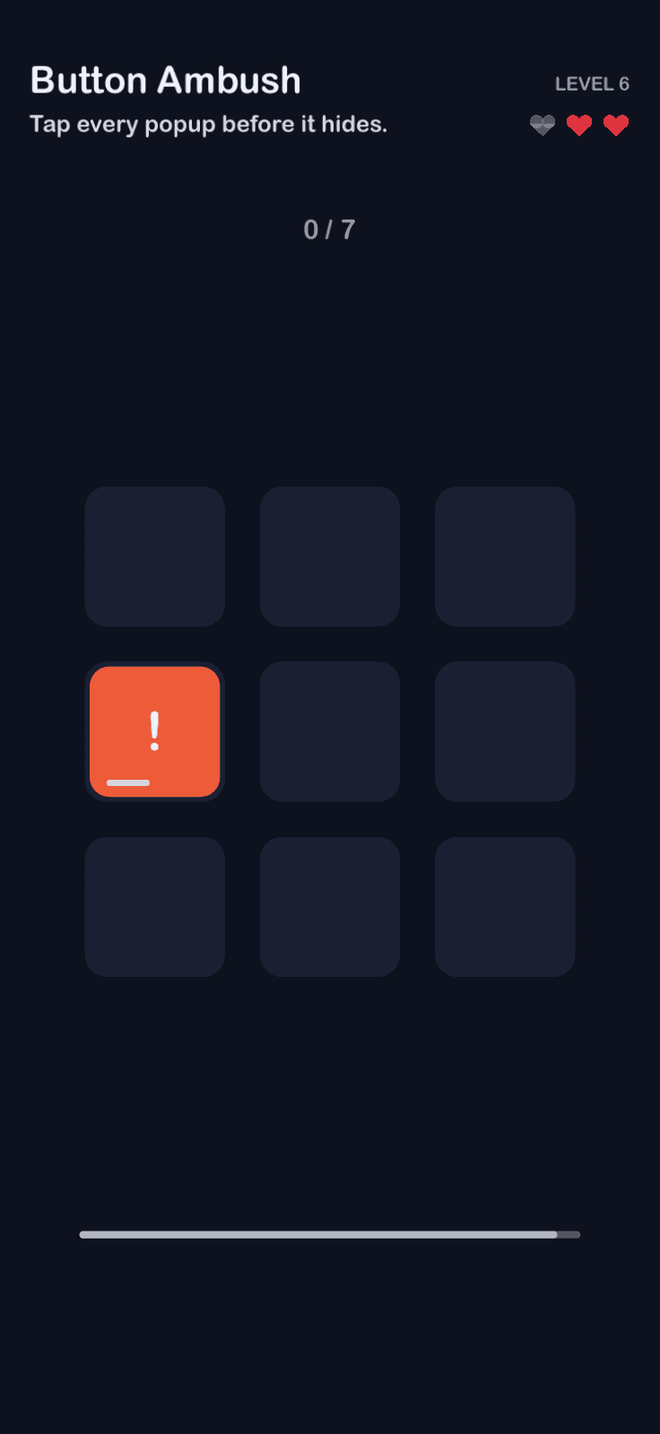 Button Ambush: Tap every popup before it hides.