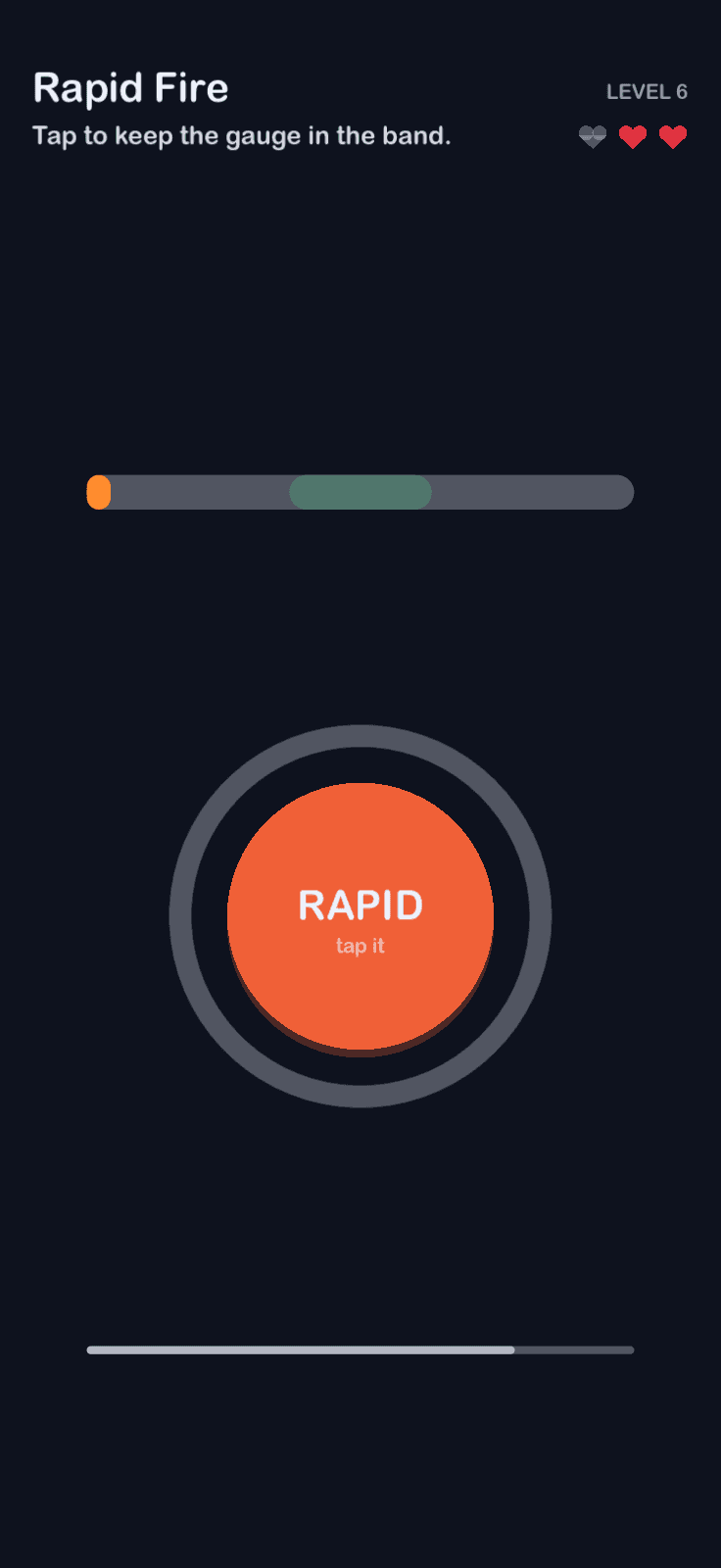 Rapid Fire: Tap to keep the gauge in the band.