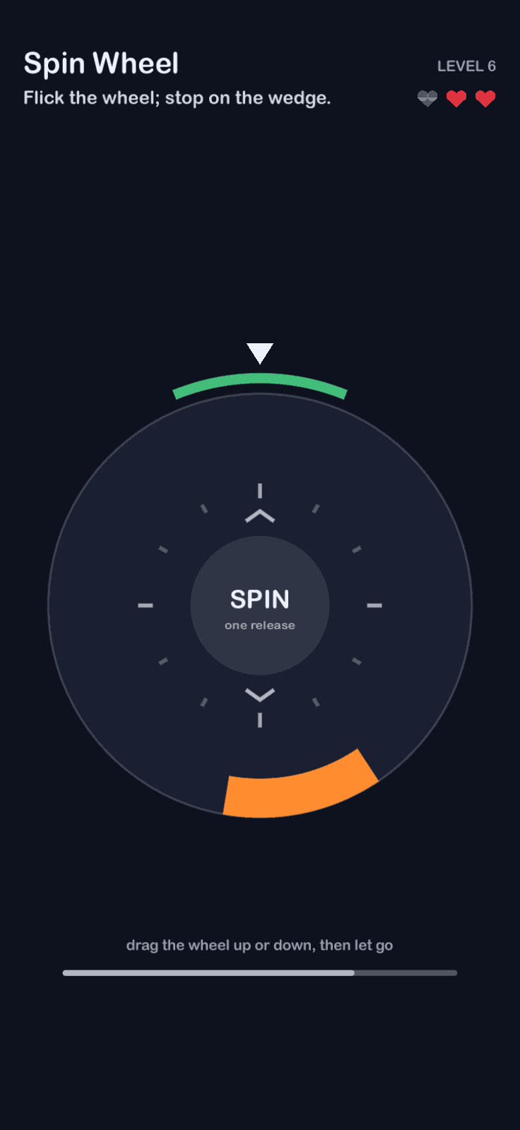 The Spin Wheel challenge on the dark field
