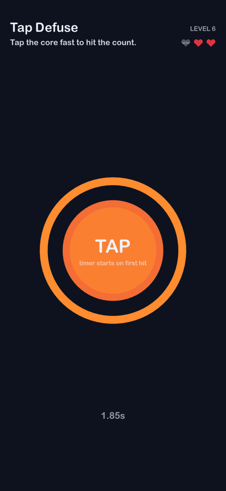 Tap Defuse: Tap the core fast to hit the count.