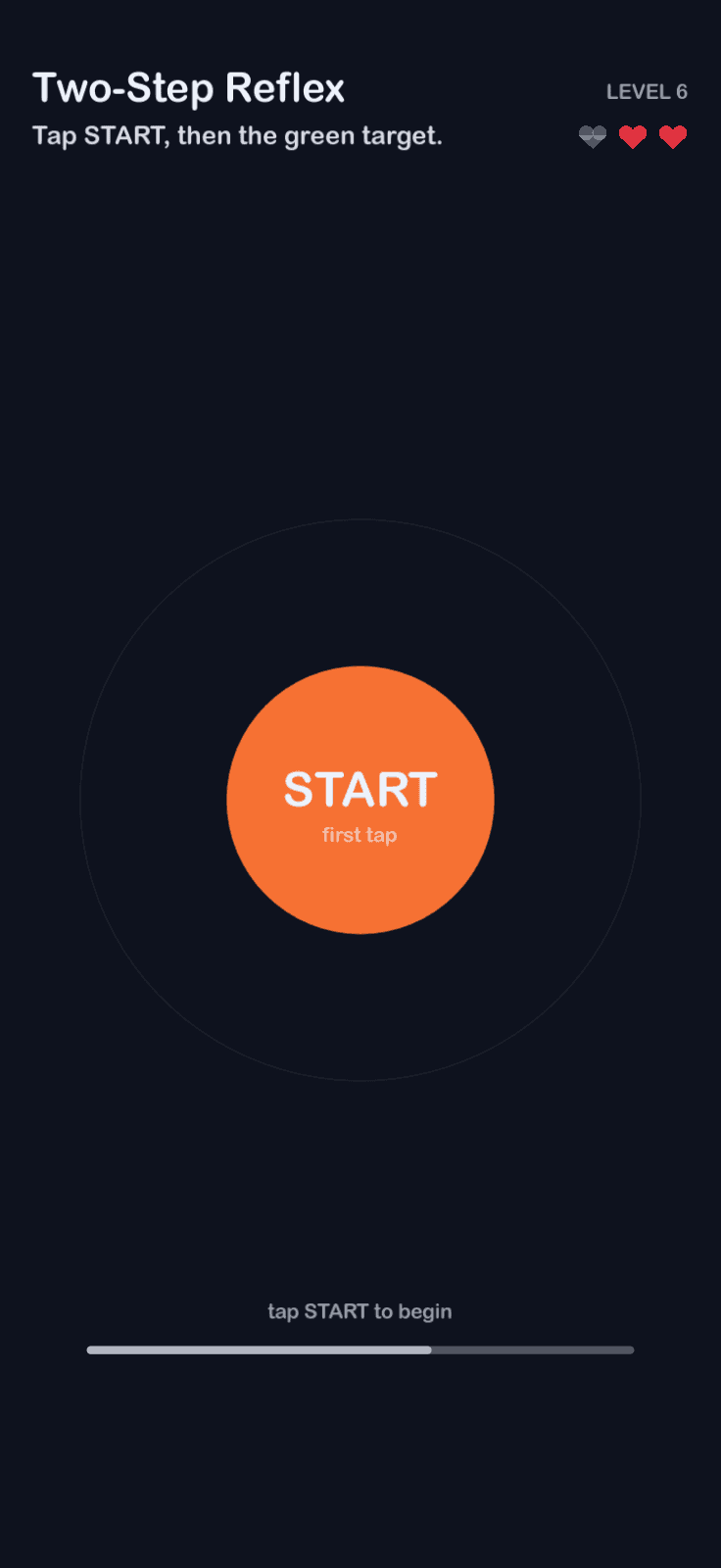 Two-Step Reflex: Tap START, then the green target.